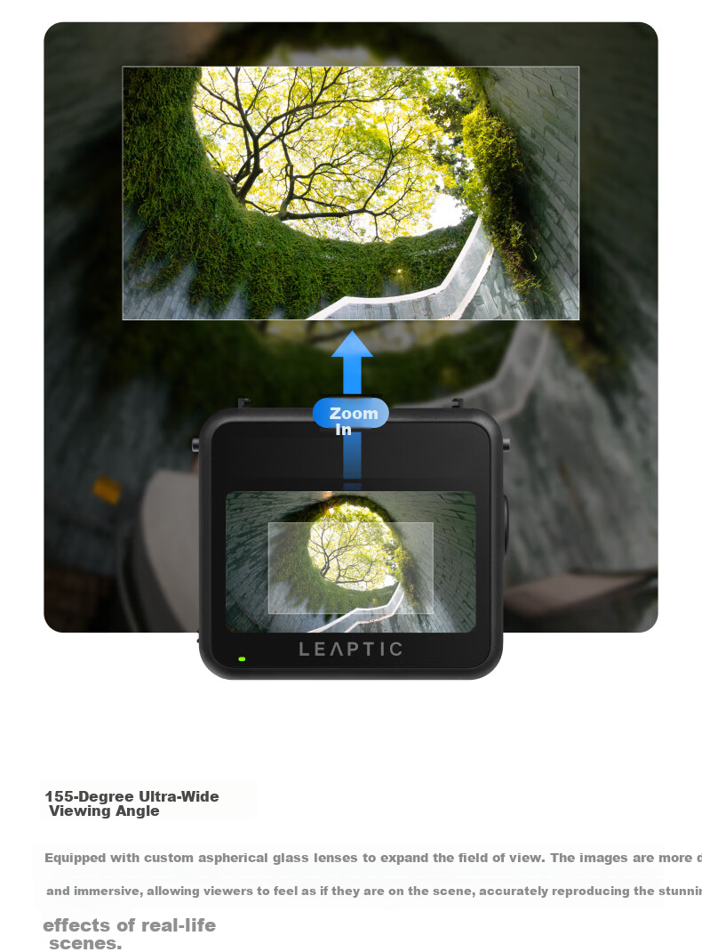LEAPTIC Photon Transition Cube [Battery Included] Sports Camera Thumb Pocket Wearable Camera 8K/4K Vlog Cycling Running Pet All-in-One Kit 128GB Black 12