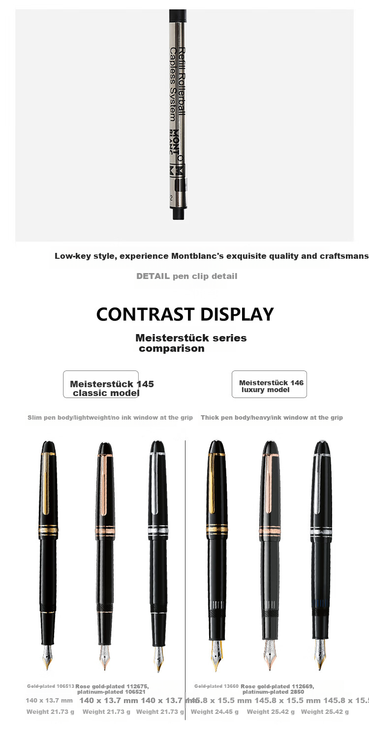 Montblanc M Series Black Signature Pen Refill M Nib 113777/128242 Single Pack [Gift] 5