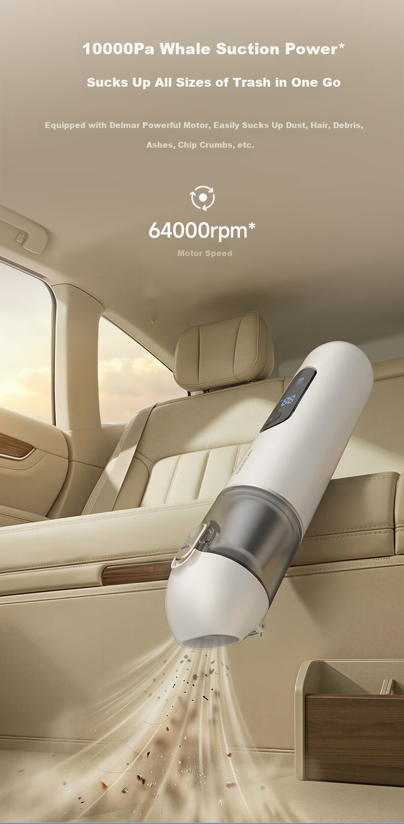Deerma XC02 Handheld Wireless Car Vacuum Cleaner Cordless High Suction Blower and Vacuum for Home Desktop Window Sill Pet Dust Removal 12