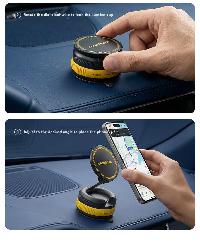 Goodyear Car Magnetic Phone Holder Vacuum Suction Cup Universal Dashboard Mount Black 20
