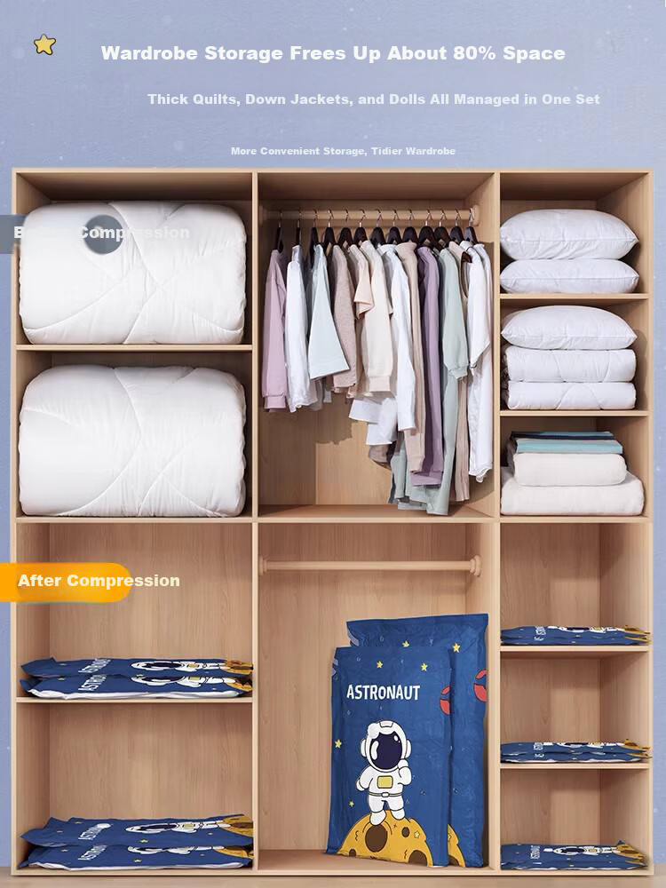 Antu Vacuum Compression Storage Bags for Clothes and Quilts, Special Luggage Air Extraction Bags, Household Sealed Storage Organizer Bags 10