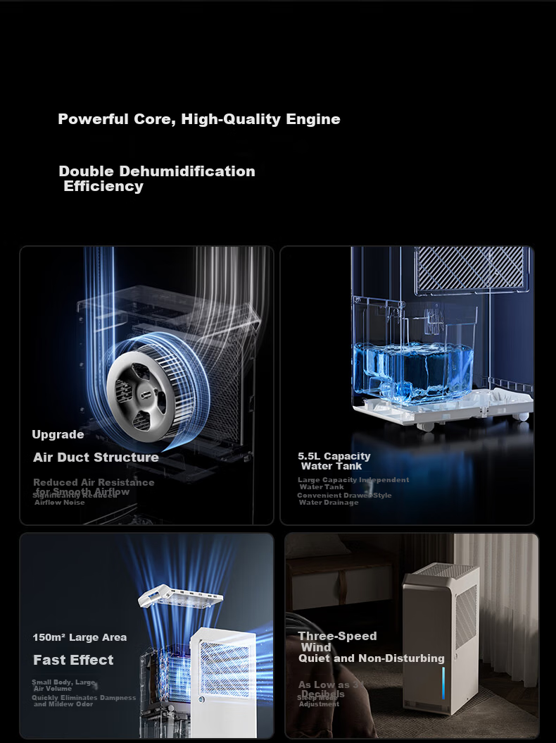EDISON Dehumidifier, 35L Capacity, Suitable for 70-120㎡ Indoor Areas, Moisture-Proof, for Home And Industrial Use, Bedroom And Basement Drying Machine 2