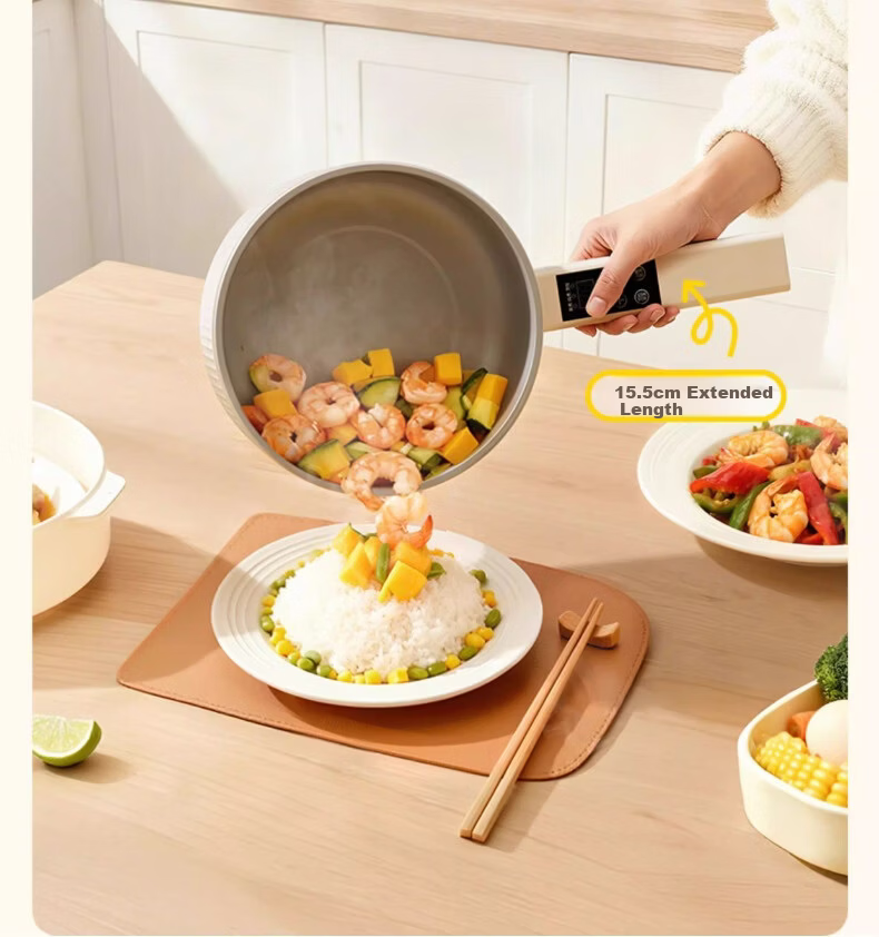 AUX Electric Cooking Pot Multi-Functional Small Hot Pot 2.2L Student Dormitory All-in-One Noodle Cooker Stew Rice Pot DR226 Titanium Coating + Steamer Basket 7