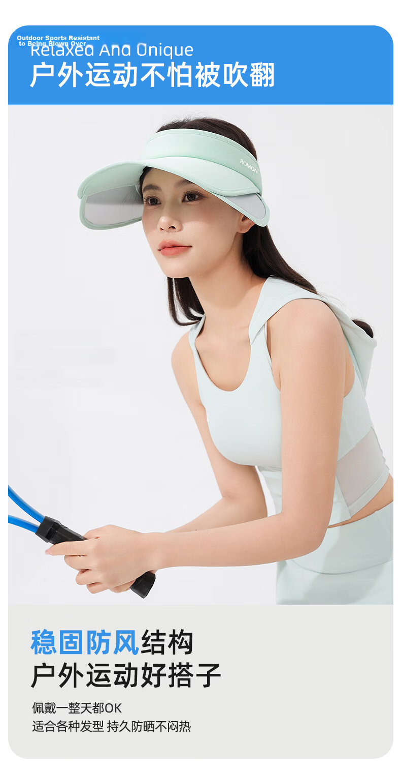 Romon Women's Sunscreen Hat UV Protection Retractable Wide Brim Sunshade Open Top Sun Hat 8