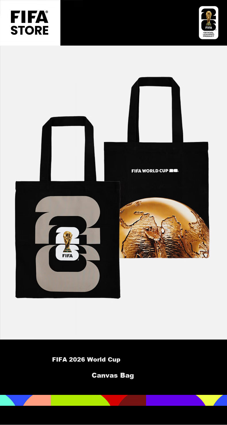 FIFA 2026 World Cup Official Authentic Trophy Pattern Casual Fashion Canvas Bag Gift Souvenir 1