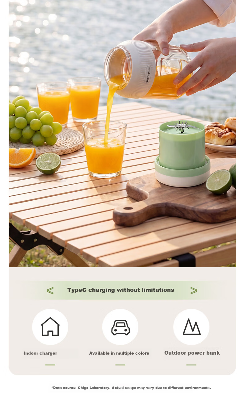 CHIGO Portable Juicer Cup Small Household Juicer Ice Crushing Wireless Charging Outdoor Juice Maker Birthday Gift ZG-ZZB02 13