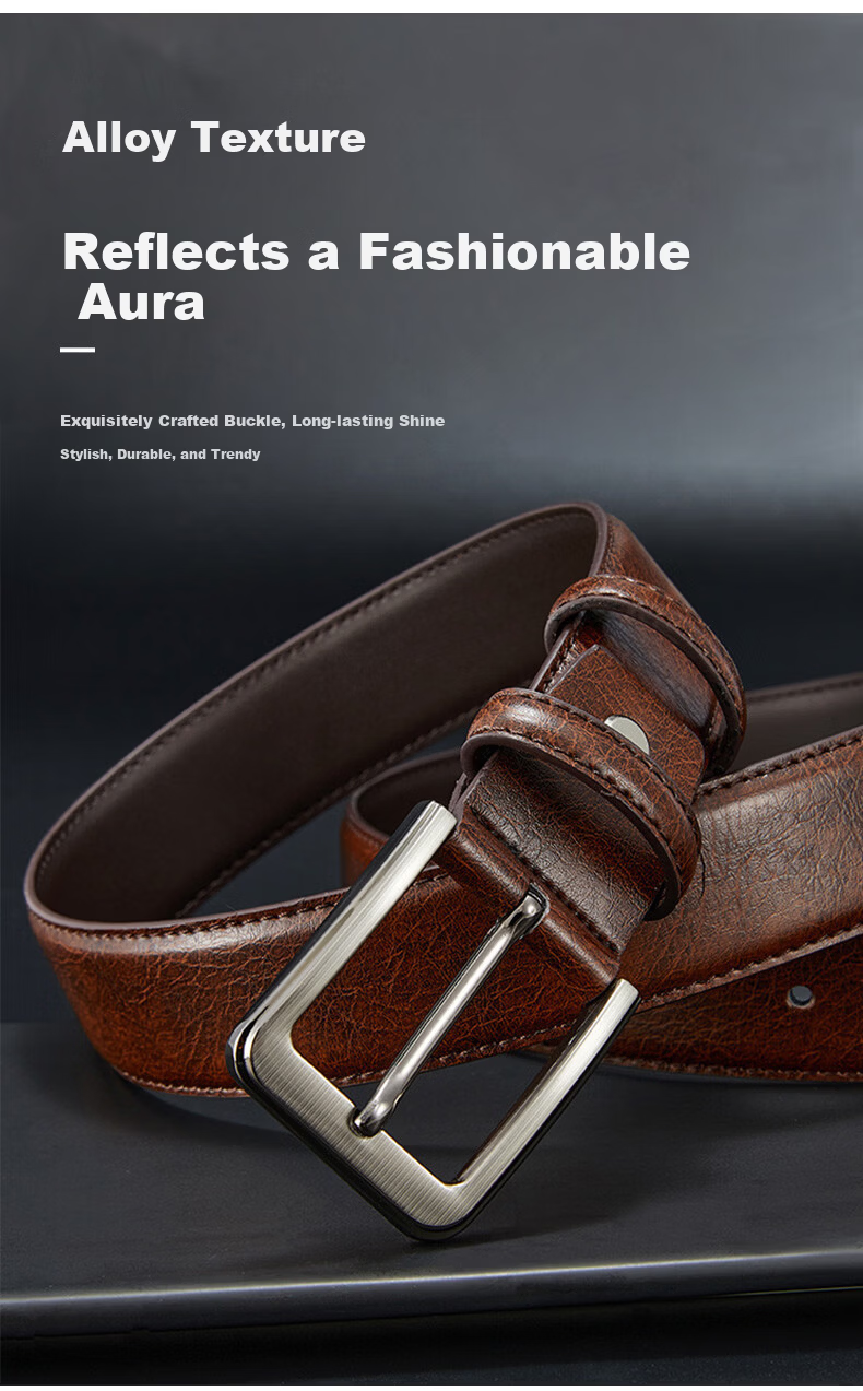 CARTELO Men's Genuine Leather Casual Versatile Pin Buckle Belt Valentine's Day Birthday Gift for Boyfriend Husband Dad 1