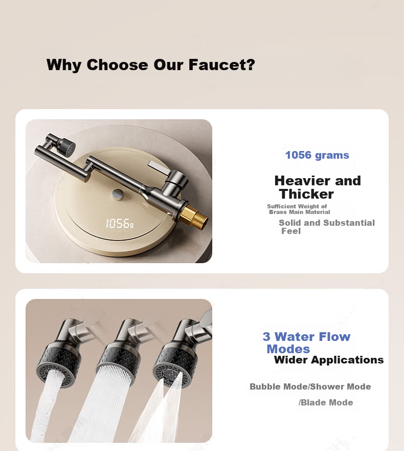 Baihan All-Copper Thickened Washbasin Faucet Bathroom Mechanical Arm Basin Universal Rotatable Hot and Cold Dual-Control Faucet 1