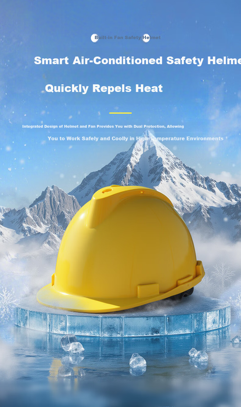 Norrisan New National Standard Built-in Fan Safety Helmet Cooling Summer Sun Protection Temperature Reduction ABS Smart Helmet with Fan Construction Site Rechargeable V-Type 3 Fans Bluetooth - White 1