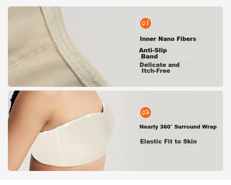NEIWAI Orange Label Zero Sensitivity Strapless Anti-Slip Fixed Cup Bra Women's Soft Comfortable Durable Wireless Bra 3