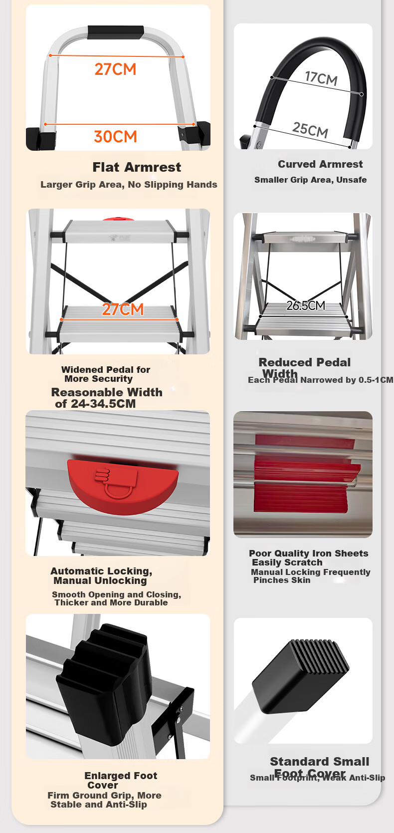 Aopeng Aluminum Alloy Household Folding Step Ladder Six-Step Lockable Thickened Climbing Ladder 1