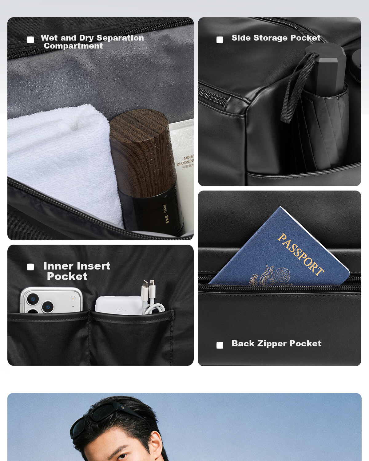 HLA Travel Bag Men Handheld Luggage Short Trip Business Laptop Bag Large Capacity Sports Fitness Bag Women Lightweight Travel Tote 5