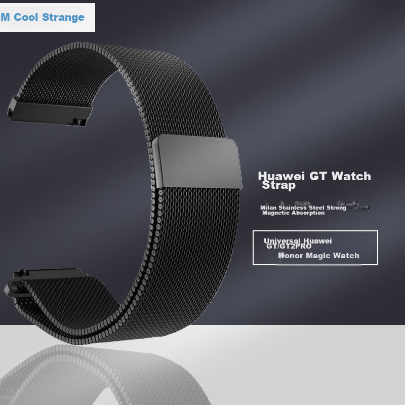 MAIKUQI Compatible with Huawei Watch Bands for Watch4/3/GT3/2/1/Pro, Milan Steel Strap, Black, Magnetic Clasp, Universal Fit for 46/48mm Watch Faces, 22mm Width