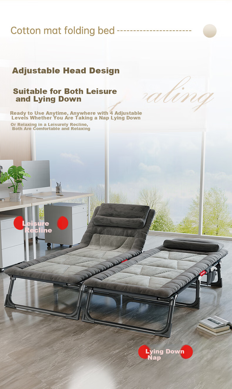 JEEP Office Folding Bed Nap Essential Single Recliner Simple Portable Hospital Care Military Nap Bed 2