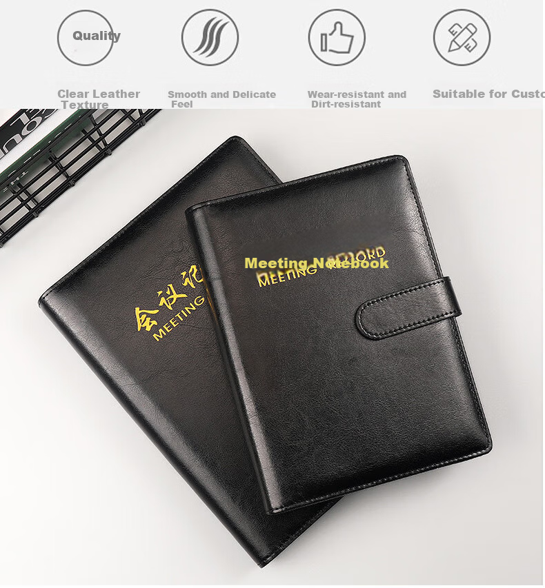 Chaoyou Custom Corporate Meeting Notebook A5 Loose-leaf Notepad Card Insert B5 Business Buckle Gold-stamped Leather Journal A5 Paperback Meeting Minutes 03 2