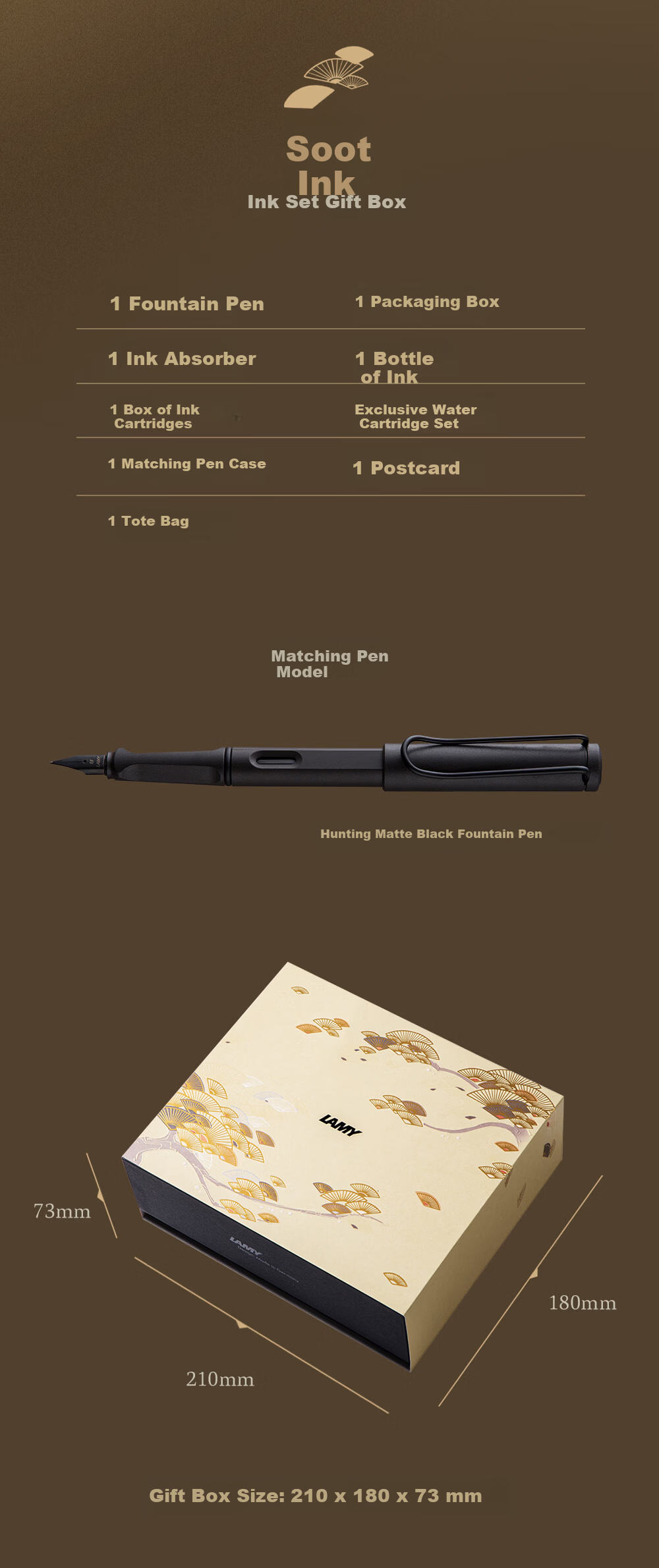 LAMY Safari Fountain Pen Gift Set with Pine Soot Ink, Matte Black 0.5mm, Calligraphy and Posture Training Pen for Students, Office Stationery Gift 15