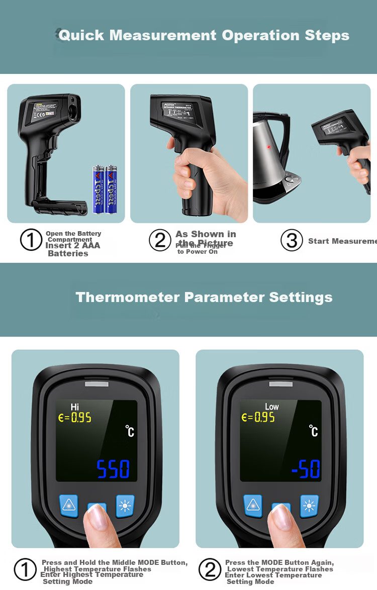 MESTEK Industrial Infrared Thermometer IR03A for Refrigerator and Oven Digital Baking Temperature Gun 14