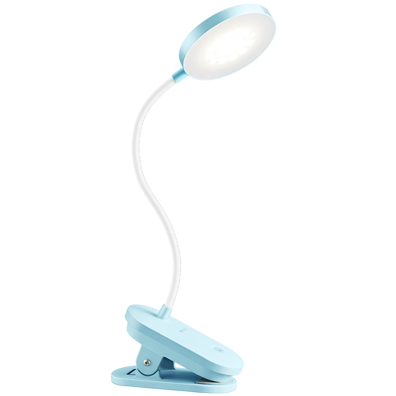 BULL A-Grade Illumination ML-D005C Dual-Use Plug-In And Rechargeable Stepless Dimming Dormitory Home Clip-On Desk Lamp Blue 4000K