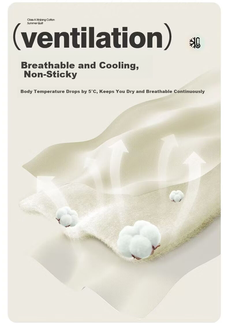 J.Sir Air Conditioning Quilt Summer Cooling Blanket 1.5x2m Single Machine Washable Thin Quilt A-Class Washed Cotton Xinjiang Cotton 5