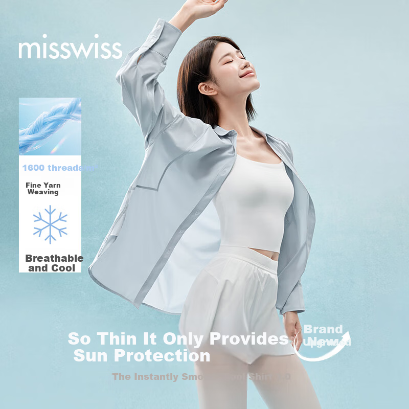 MissWiss Qi Wei Same Style Women's Loose Fit Breathable UV Protection Shirt Sun Protection Jacket Yunwu White M