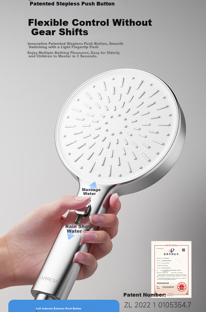 ARROW HS Handheld Shower Head High-Pressure Multi-Mode Handheld Bathroom Shower Sprayer 5