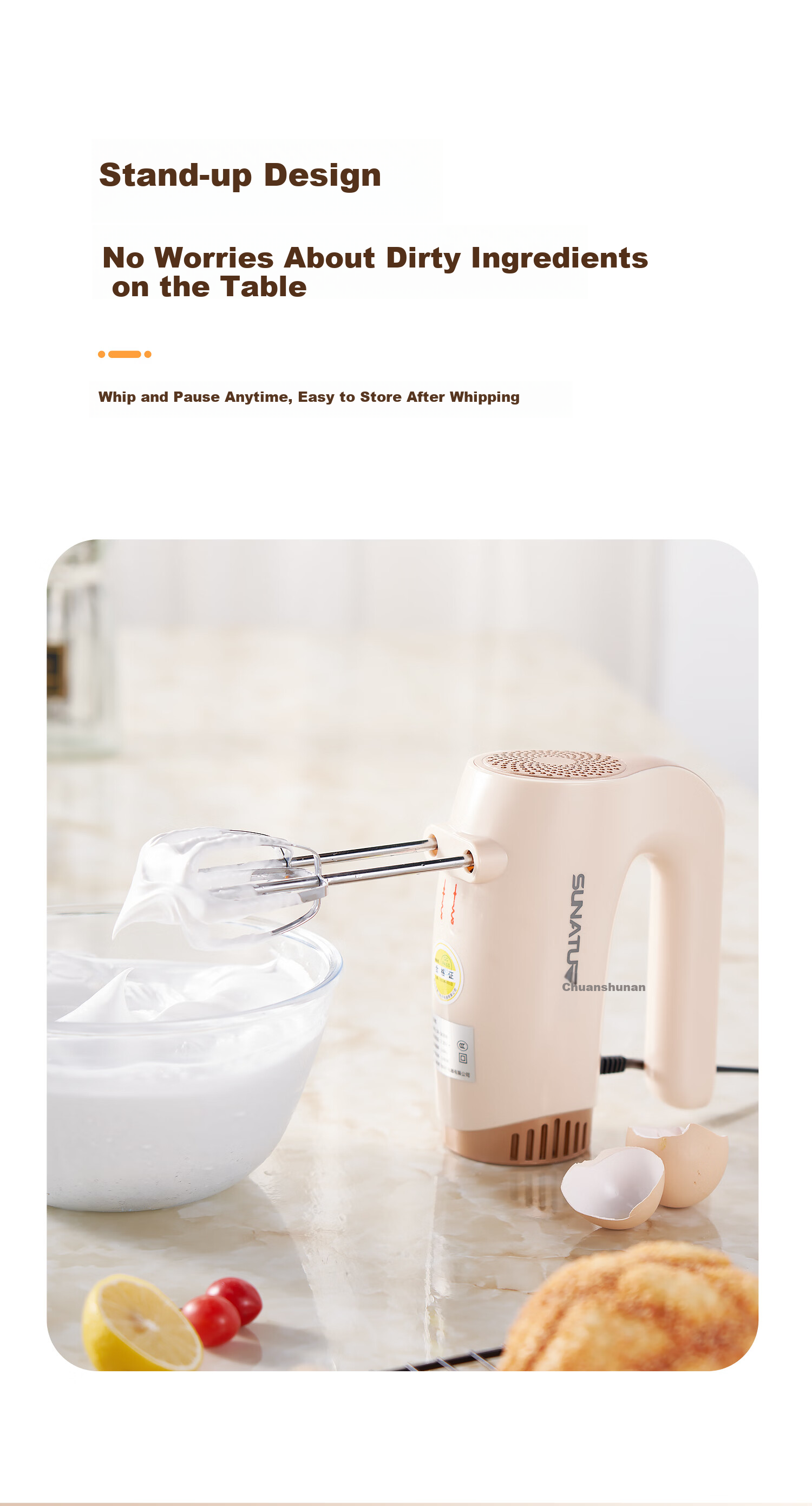 Shunran [Price Protection 618] Electric Egg Beater Baking Tool Cake Cream Whisk Mixer Food Processor 300W High Power Four-Whisk SRZ-1830B 9