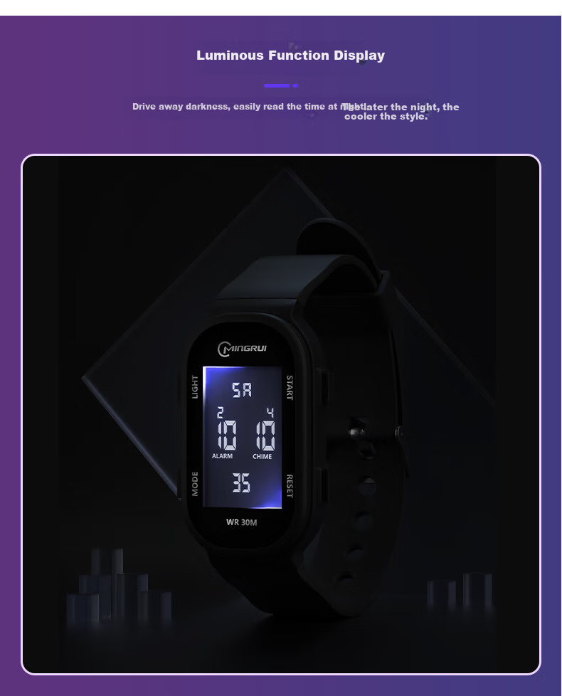 GEORGCOUNT Small Square Electronic Watch Men Youth Sports Smart Bracelet Student High School Girls Multifunction Waterproof 8