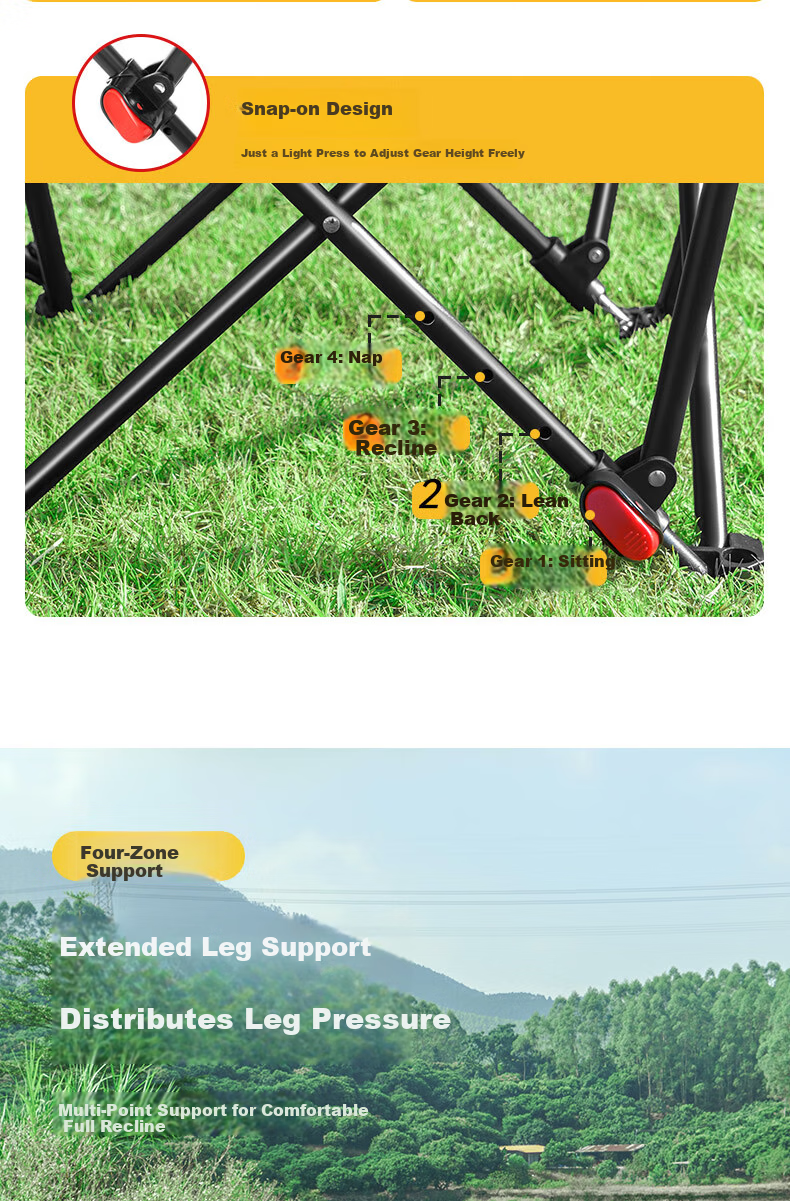 JEEP Outdoor Camping Folding Recliner Ultra-Light Portable Nap Bed Beach Fishing Lazy Chair - Winter Bamboo Green 7