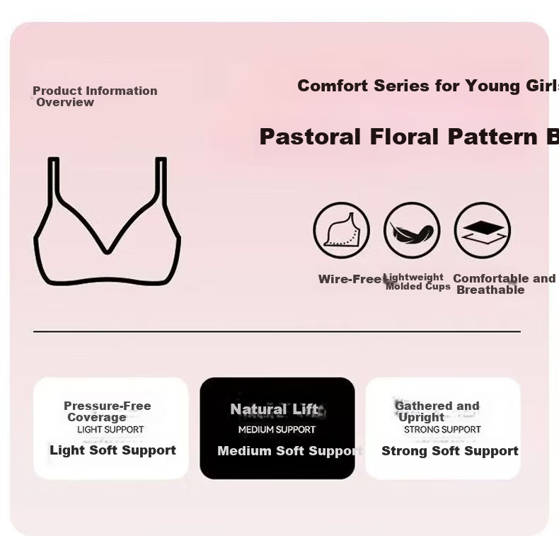 Meishianxuan High School Girls Shaping Bra Youth Development Thin Strap Three-Stage Printed Underwear for Junior High Students 3
