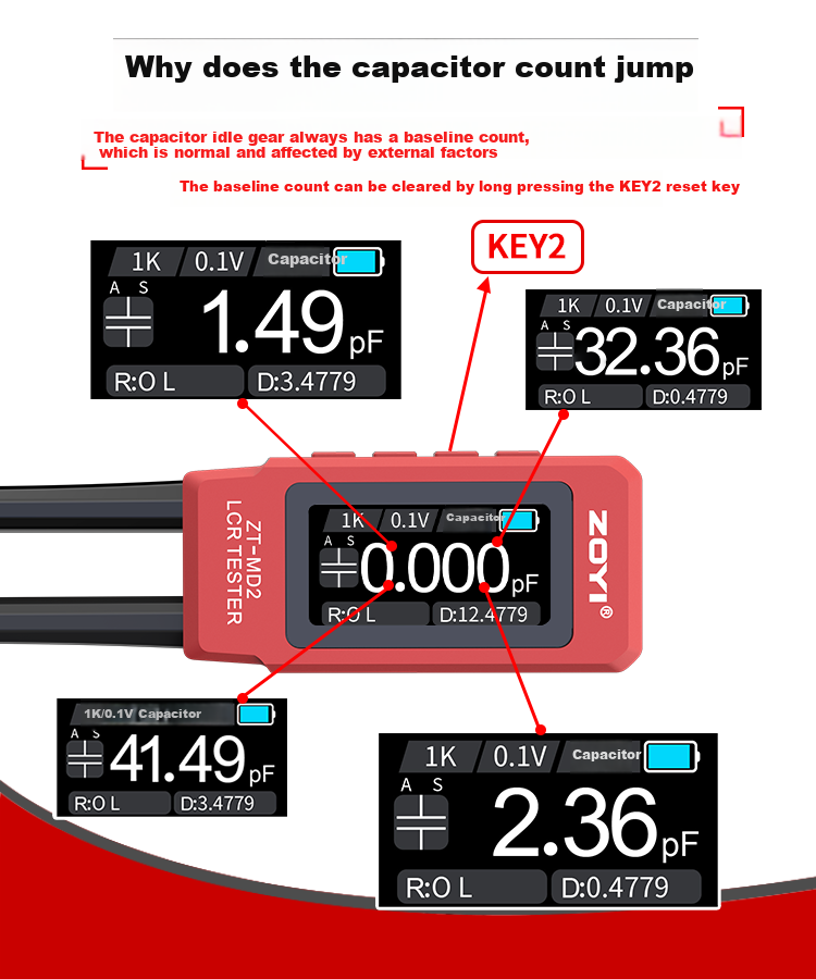 ZOYI Digital Multimeter Bridge Tweezer LCR Auto Voltage Resistance Capacitance Inductance 100K [Zhongyi ZT-MD2] 3