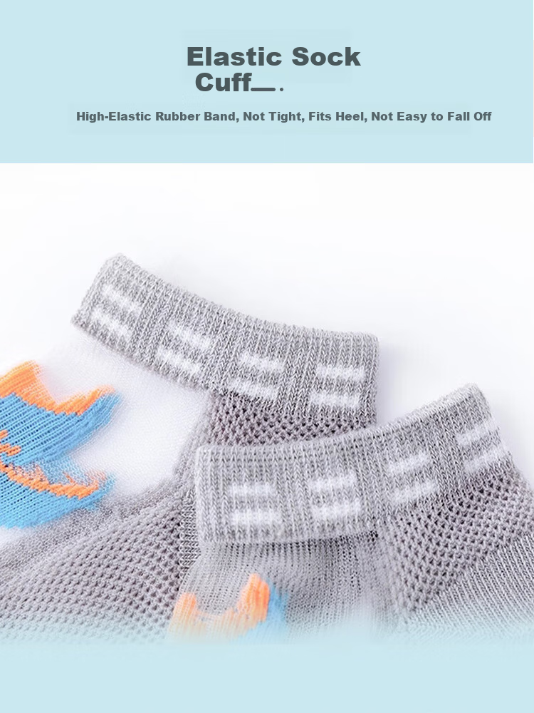9i9 Children's Summer Thin Mesh Socks Crystal Silk Cotton Socks for Kids 5 Pairs A360 6