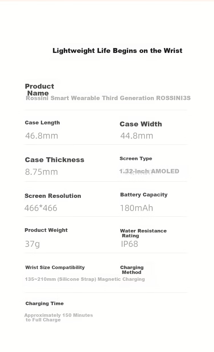 ROSSINI Smartwatch Student 3S Lightweight Waterproof Multifunctional Blood Oxygen Heart Rate Sleep Monitoring Mobile Payment ZN50260 10
