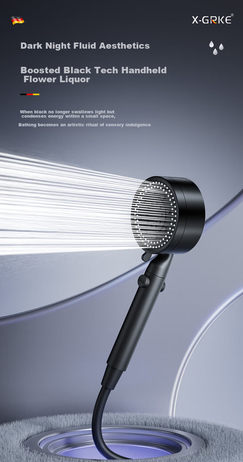 X-GRKE [Germany] High-Pressure Shower Head Turbo Boost Large Water Flow Bathroom Shower Sprayer 6