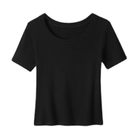 Herbal Original Women's Short Sleeve Slim Fit Square Neck T-Shirt Solid Color Summer Top