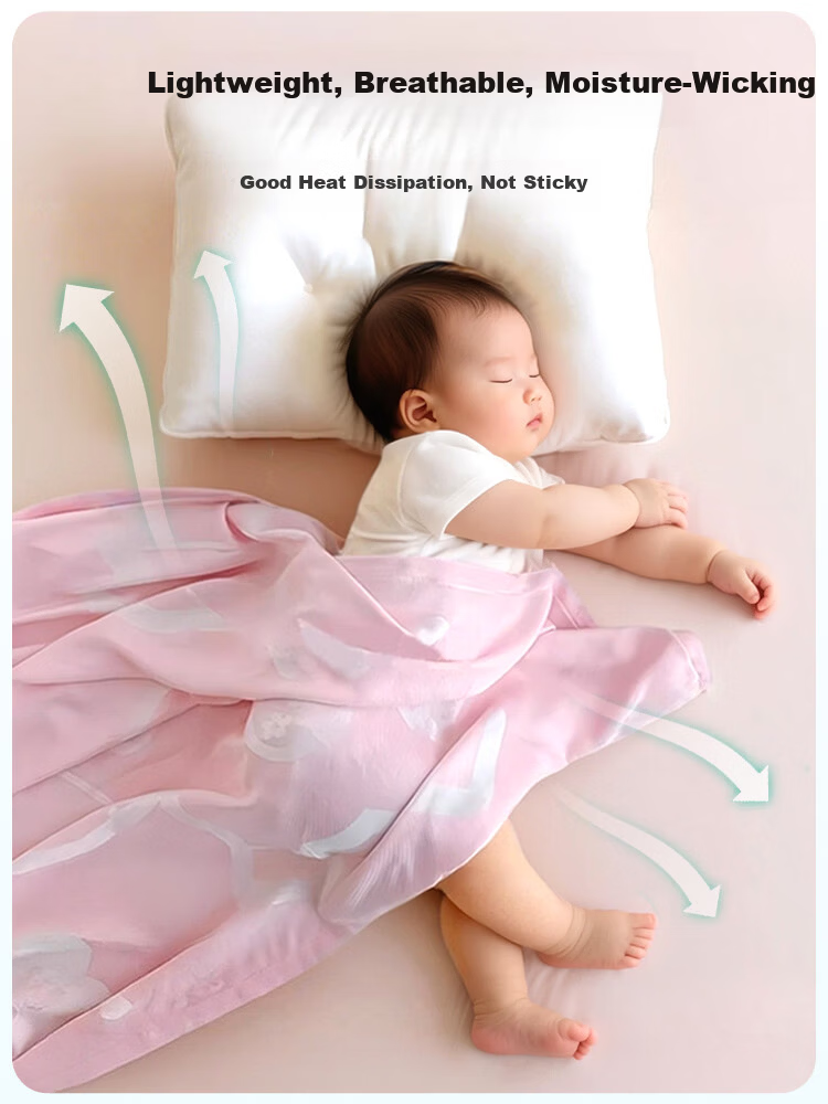 9i9 Baby Bamboo Fiber Blanket Children's Quilt Summer Thin Ice Silk Cooling Quilt Air Conditioning Quilt Nap Blanket 105*108 A39 Pink 3