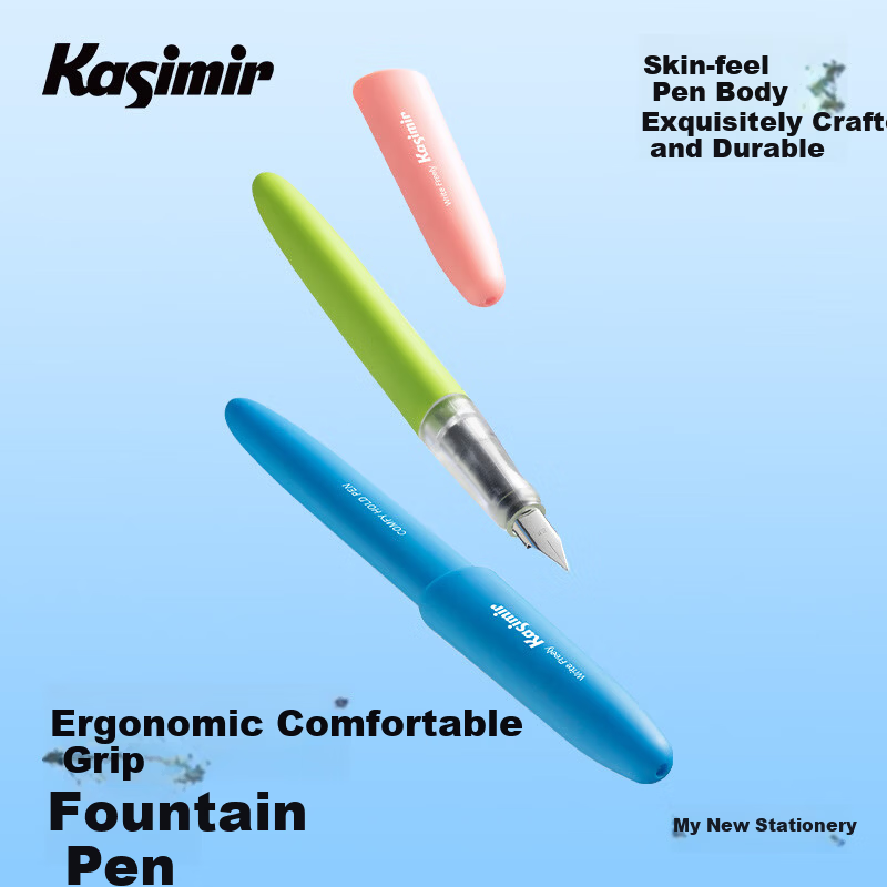Casimir Ergonomic Comfortable Grip Fountain Pen for Students Beginner Handwriting Practice Grade 3 Posture Correction Signature Pen Student Stationery Gift Pink*1 + Ink Cartridge Dark Blue*20