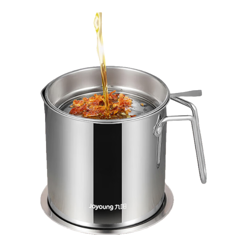 Joyoung Oil Dispenser, 304 Stainless Steel, Household Oil Strainer, Oil Storage Bottle, Kitchen Essential Tool, 1.8L