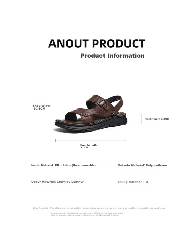 CAMEL Summer Leather Soft Elastic Dual-Wear Business Men's Sandals Father's Day G16M211034 Black 42 9