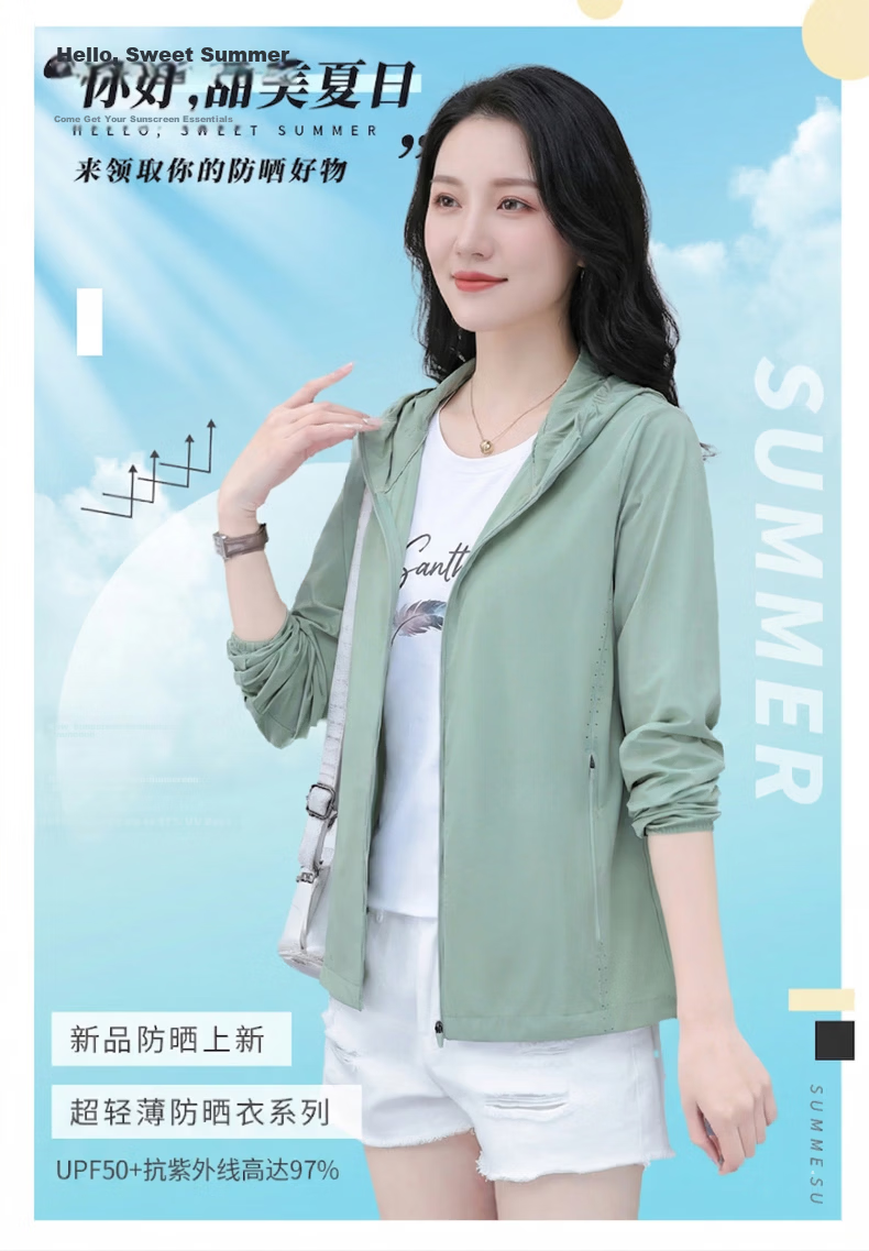 AEMAPE Lightweight Sunscreen Jacket for Women Summer 2026 New Mid-Aged Mom UV Protection Outdoor Skin Jacket Coat 1