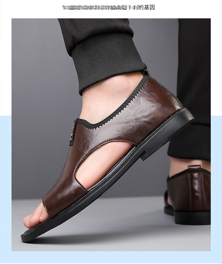 Jingzhenlianggong Men's Summer Sandals Dual-use Slippers Non-slip Soft Sole Beach Shoes Dark Brown [Glossy] Size 42 16