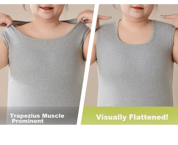 Langsha Plus Size Cotton Square Neck Vest for Women, Plus Fat MM, Belly Covering, Slimming Innerwear, Side Breast Support, Up to 200 Jin Base Layer 7
