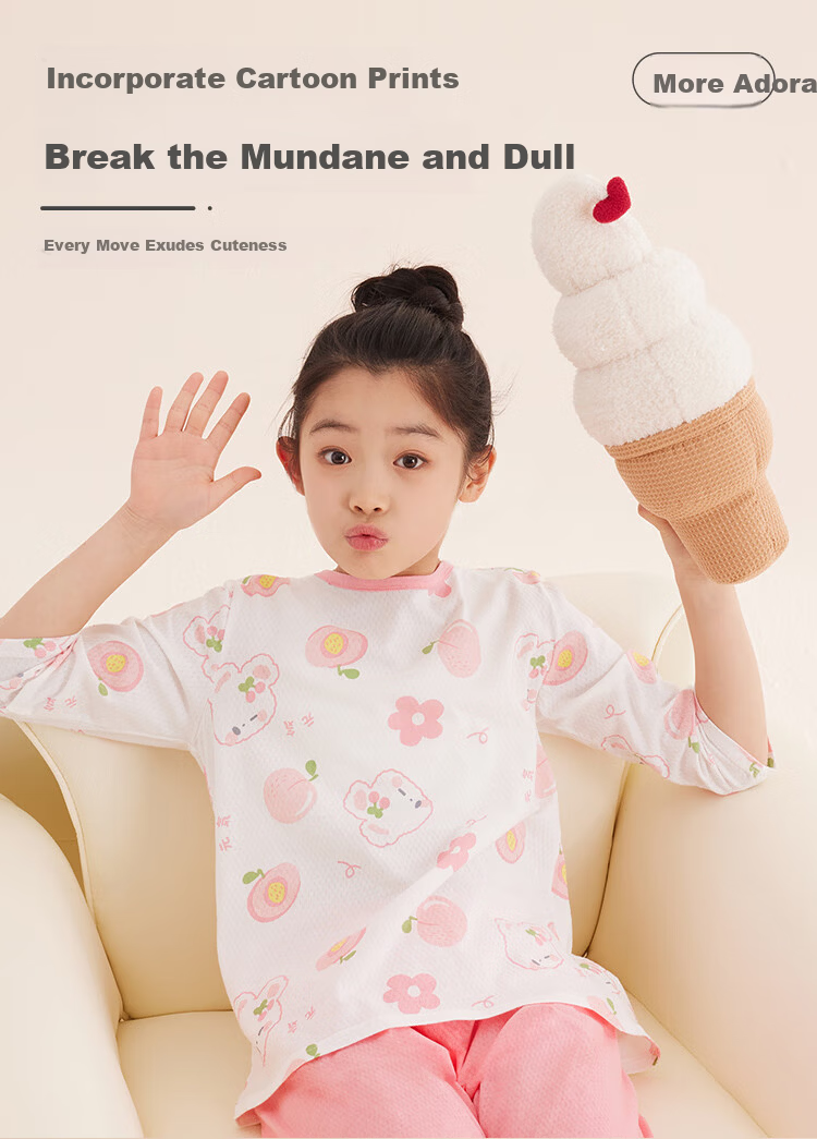 Hodo Kids Summer Thin Cotton Class A Boys Girls Short Sleeve Loose Pajama Set 231-2 Size 120 5