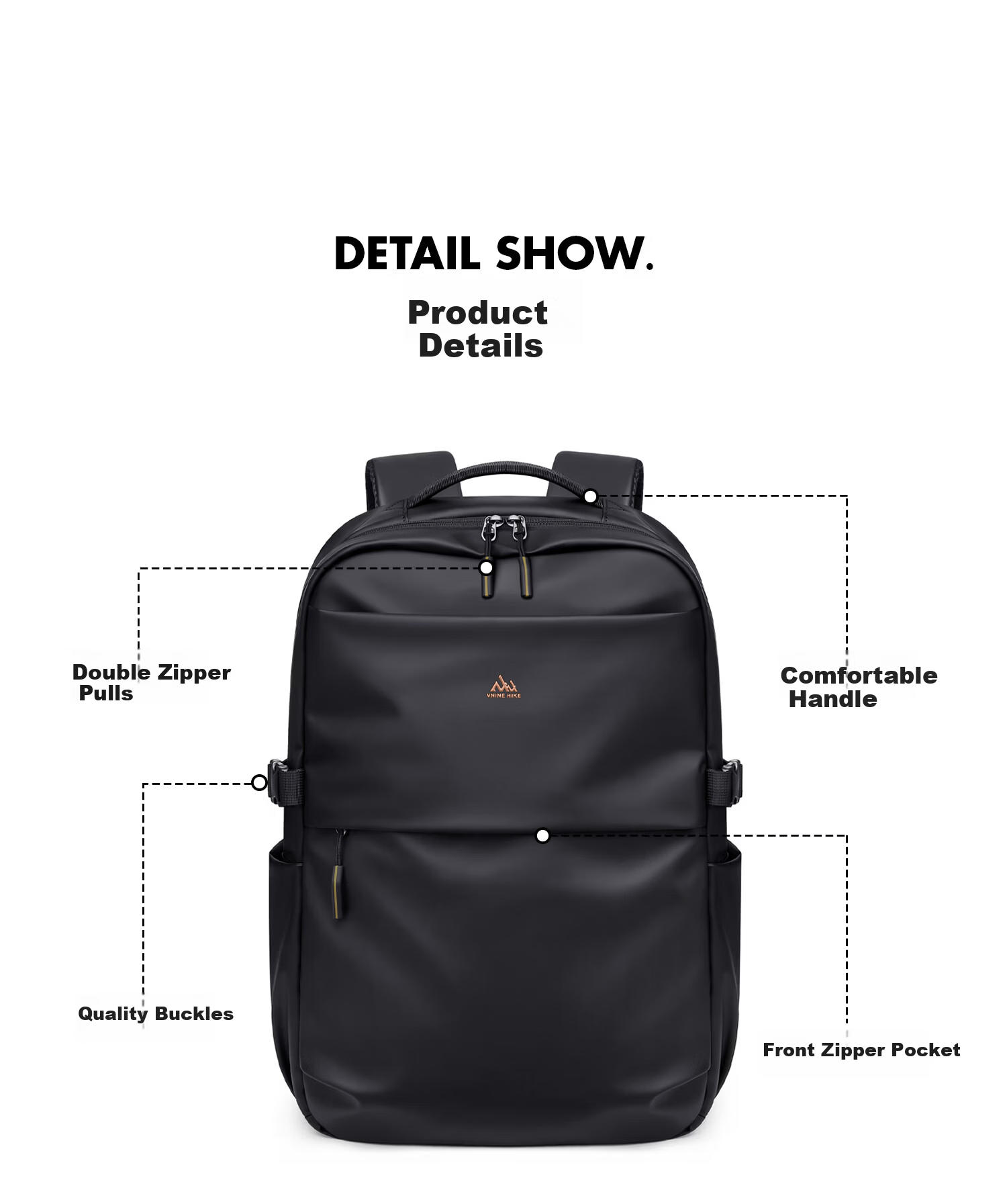 V.NINE Men's Backpack Travel Bag 15.6/16 Inch Laptop Bag Large Capacity Business Commuter Bag 11