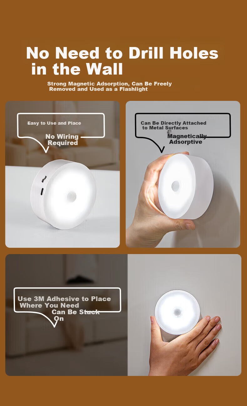 Xinlanya She Human Sensor Night Light Bedroom Night Lamp Motion Activated Elderly Bedside Lamp Rechargeable Long Battery Life 6