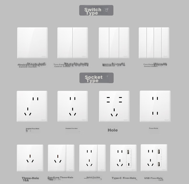 DELIXI CD260 86-Type Ultra-Thin Glossy White Large Panel Single Pole Double Control Switch 30