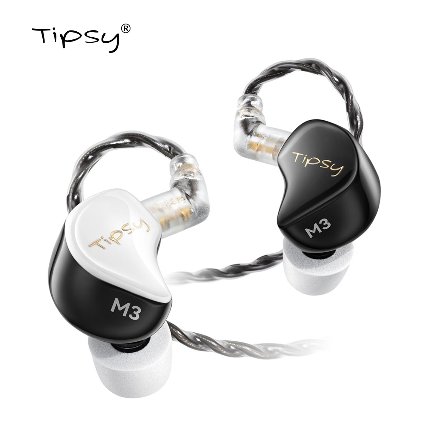 Tipsy M3 Multi-Unit Hybrid In-Ear Earphones Black and White Pair