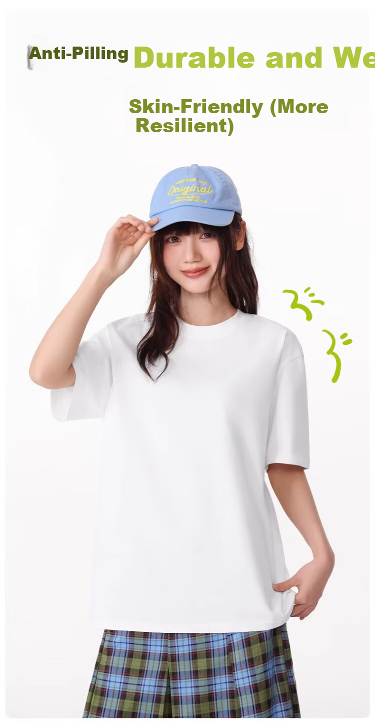 Langsha Pure Cotton Short Sleeve T-Shirt Men Wide Shoulder Summer New Women's Regular Shoulder Half Sleeve Unisex Top Base Shirt 8