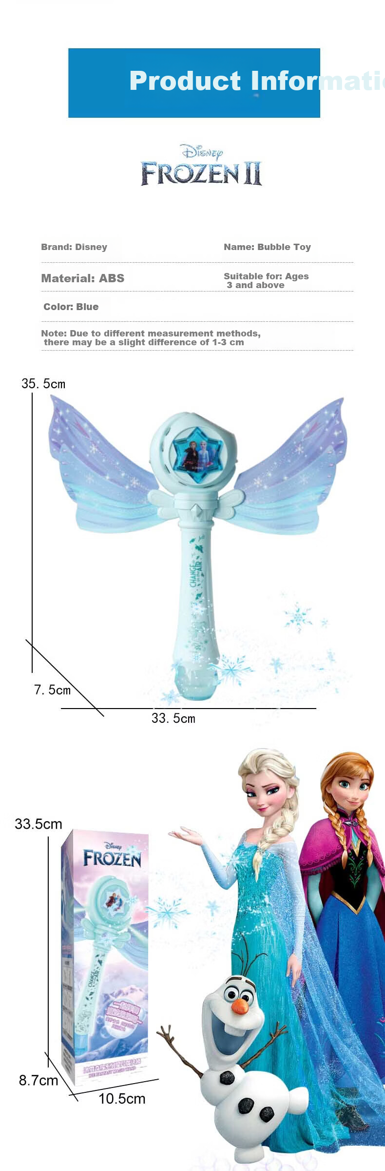 Disney Frozen Star and Moon Bubble Magic Wand Electric Bubble Blower Children's Outdoor Toy Children's Day Gift 7