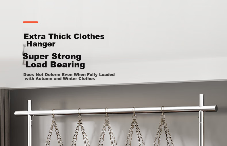 Yicai Nianhua Stainless Steel Floor Clothes Drying Rack Thickened Indoor Hanging Clothes Rod Mobile Balcony Clothes Rack 2858 9