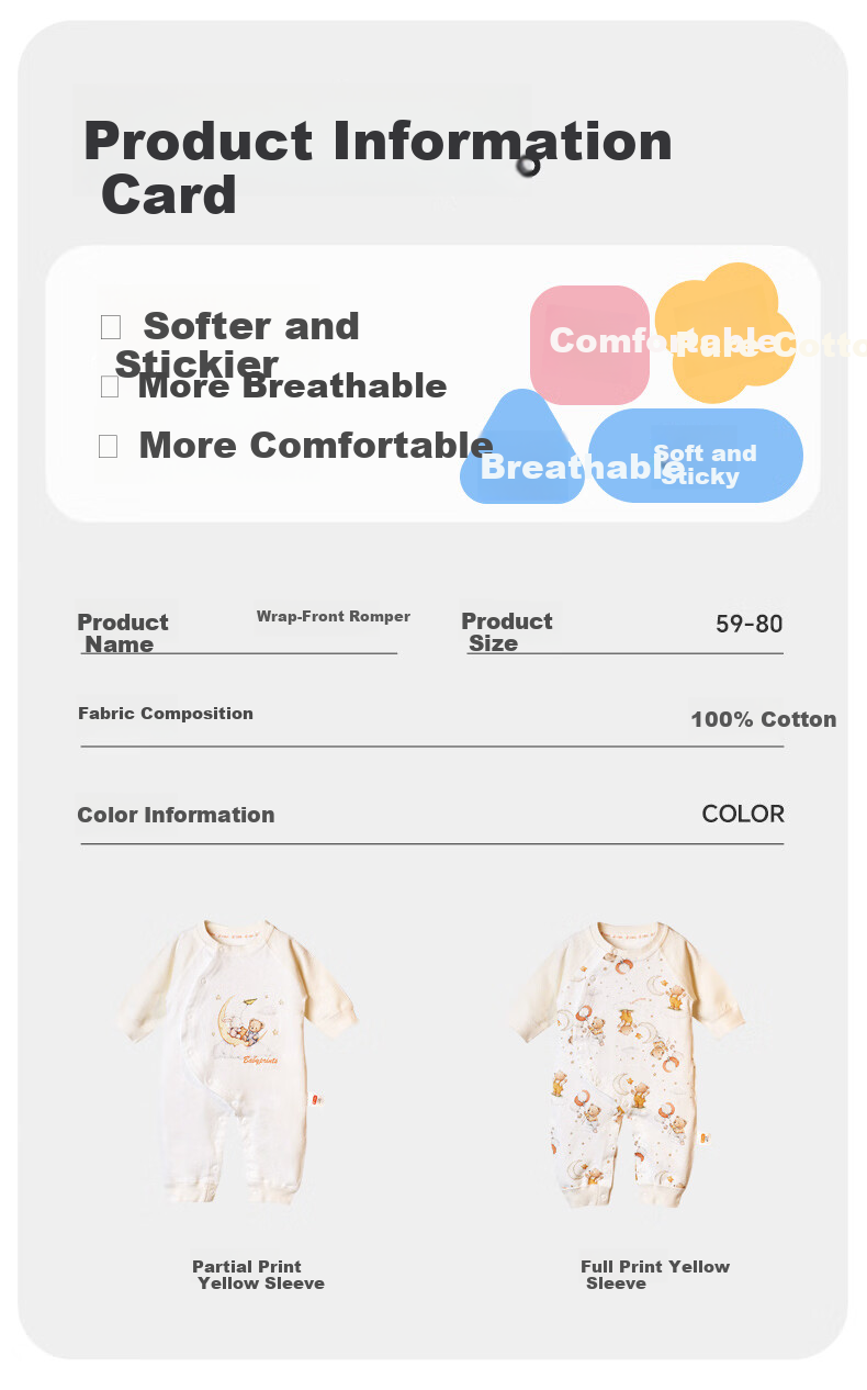 Babyprints Newborn Cotton Romper Soft Long Sleeve Unisex Baby Jumpsuit Size 80 3